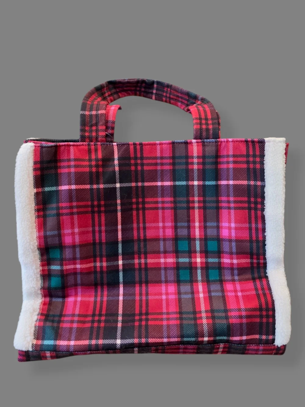 Victoria's Secret Tartan Plaid Sherpa Holiday Tote Bag Limited Edition